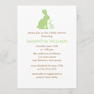 Invitation Baby shower Green Mom and Baby Rabbit