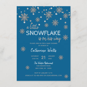 Invitation BABY SHOWER gris argenté bleu GARÇON