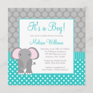 Invitation Baby shower gris de garçon de point de polka