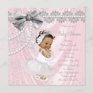 Invitation Baby shower gris de perle de satin de rose