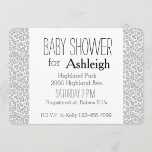Invitation Baby shower gris d'empreinte de léopard