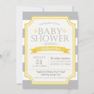Invitation Baby shower gris et jaune