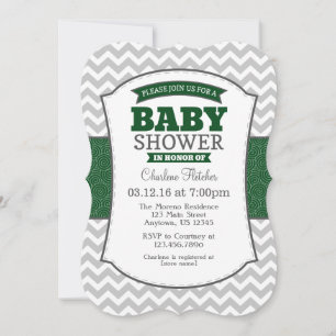 Invitation Baby shower gris foncé Chevron