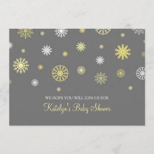 Invitation Baby shower gris jaune de coutume de Noël de neige