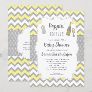 Invitation Baby shower gris jaune de la Bouteille