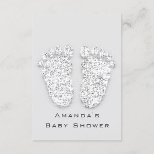 Invitation Baby shower gris or pieds argent fille garçon gris