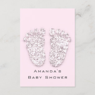 Invitation Baby shower gris or pieds pied blanc fille rose