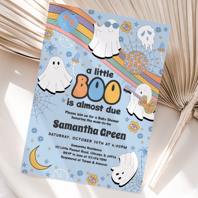 Invitation  Baby Shower Groovy Little Boo (Créateur téléchargé)
