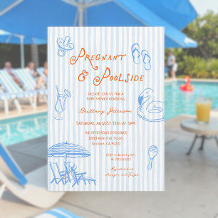 Invitation Baby Shower Grossesse d'Été au Bord de la Piscine