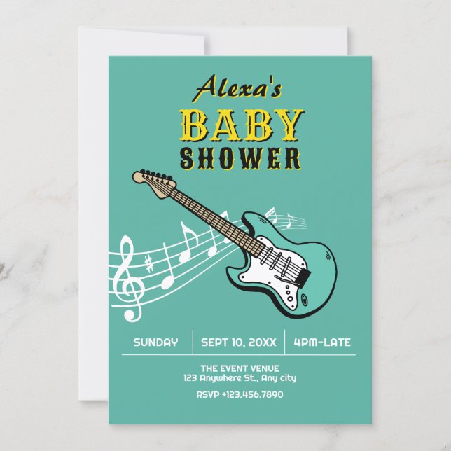 Invitation Baby shower guitare (Devant)