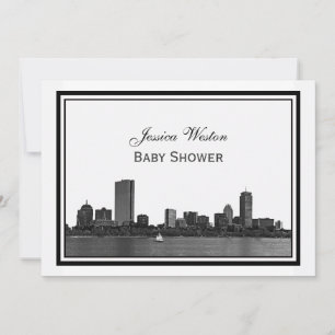 Invitation Baby shower H encadré Boston Skyline