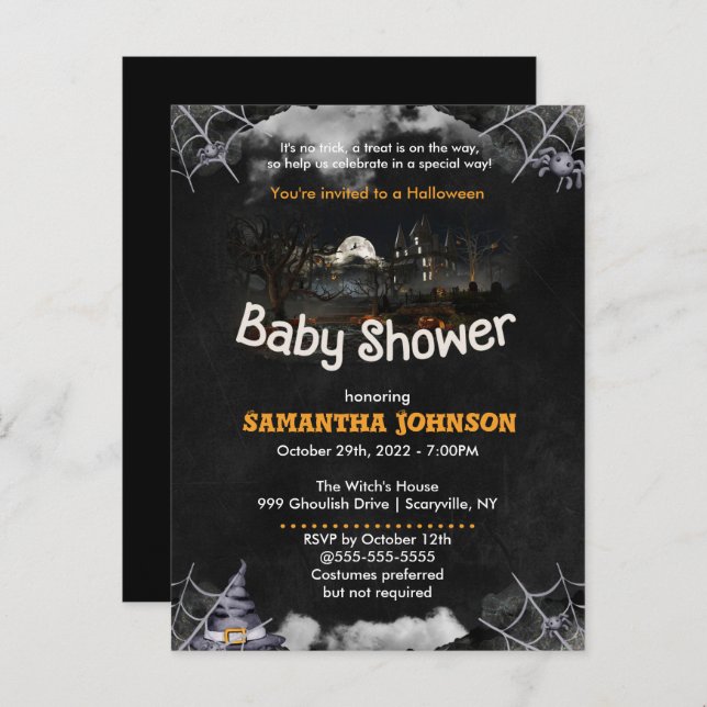 Invitation Baby shower Halloween (Devant / Derrière)
