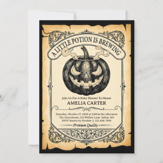Invitation Baby Shower Halloween A est en train de brasser Go