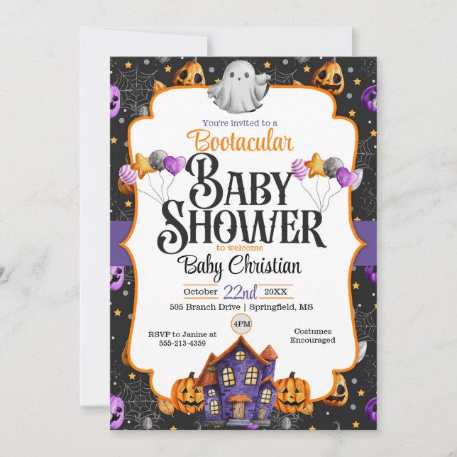 Invitation Baby shower Halloween Bootaculaire (Devant)
