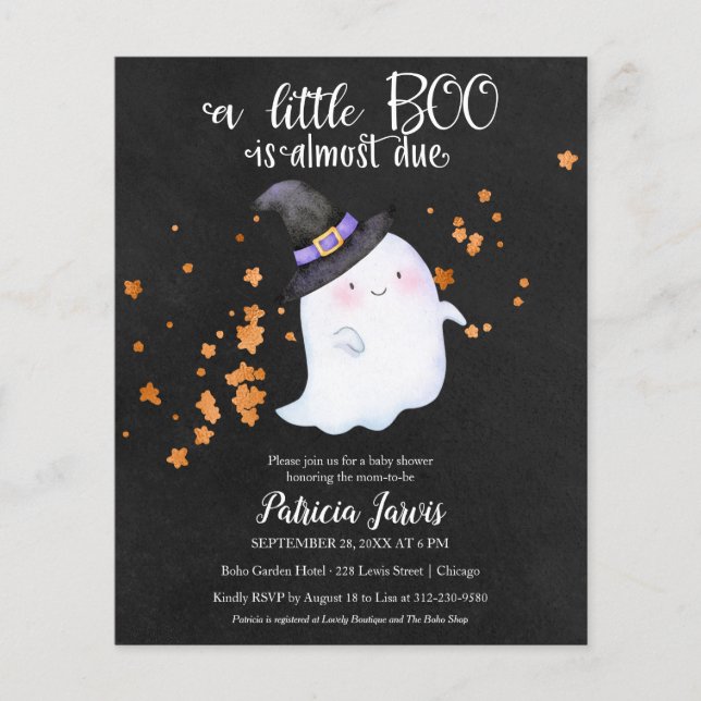 Invitation Baby shower Halloween Budget fantôme (Devant)