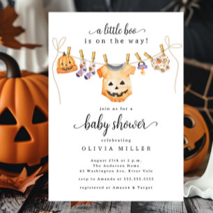 Invitation Baby shower Halloween Clothesline