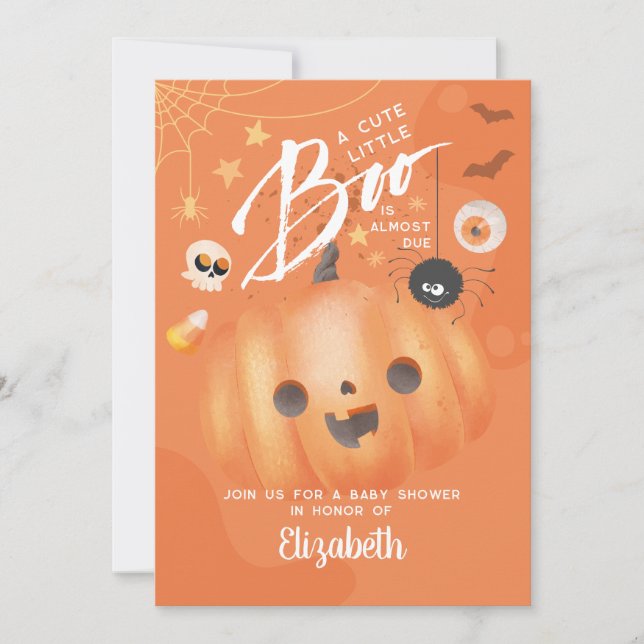 Invitation Baby shower Halloween coloré Boo Thème (Devant)