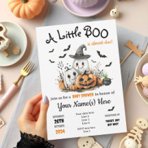 Invitation Baby shower Halloween Cute Little Boo