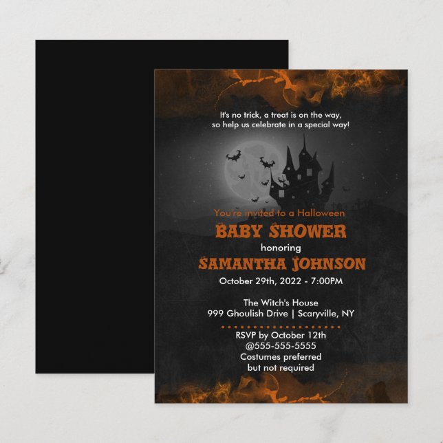 Invitation Baby shower Halloween éffrayant (Devant / Derrière)