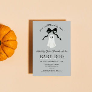 Invitation Baby shower Halloween Gray Baby Boo Ghost