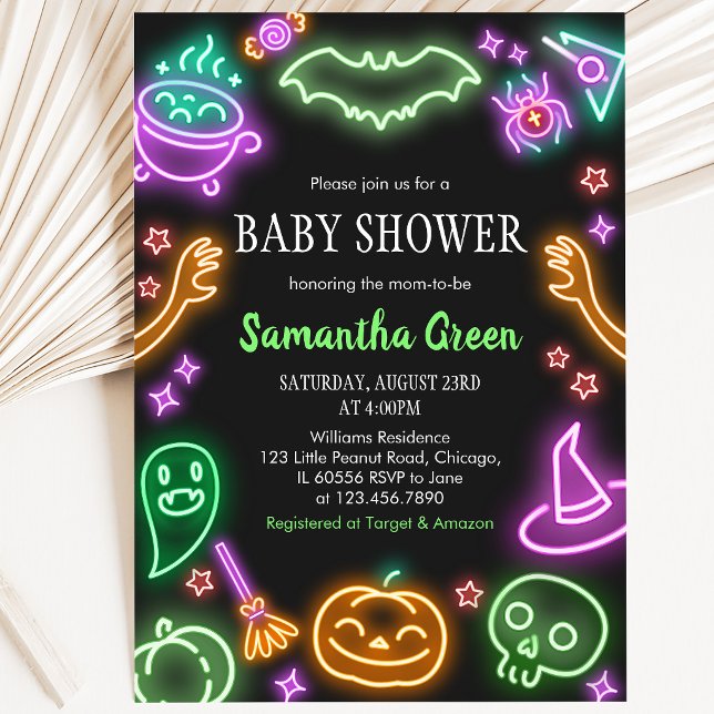 Invitation Baby Shower Halloween Néon (Créateur téléchargé)