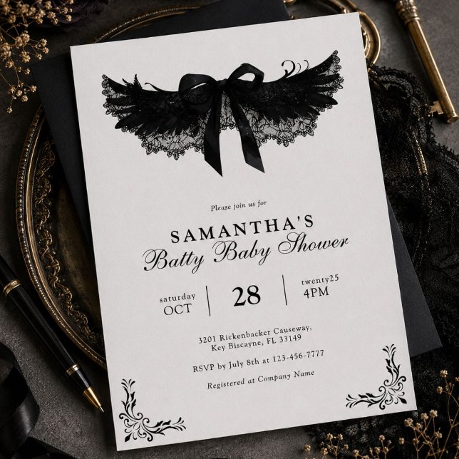 Invitation Baby Shower Halloween Noir & Blanc (Créateur téléchargé)