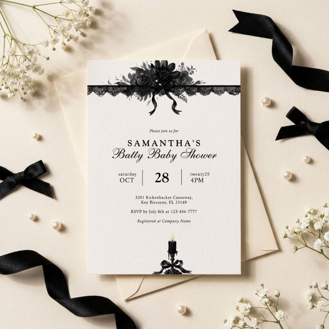Invitation Baby Shower Halloween Noir & Blanc (Créateur téléchargé)