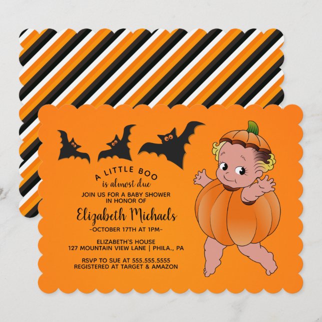 Invitation BABY SHOWER HALLOWEEN | Un Petit Bois Est Attendu (Devant / Derrière)
