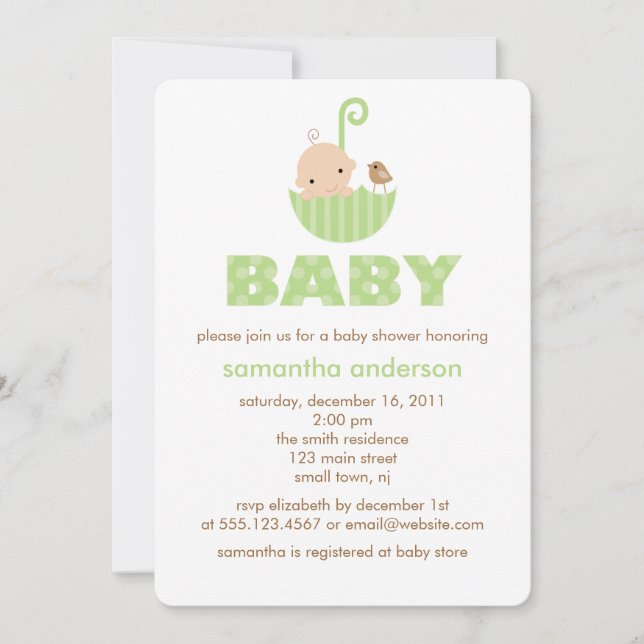 Invitation Baby shower harmonieux et neutre entre les sexes (Devant)