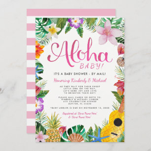 Invitation Baby shower Hawaï de Luau par courrier  Rose