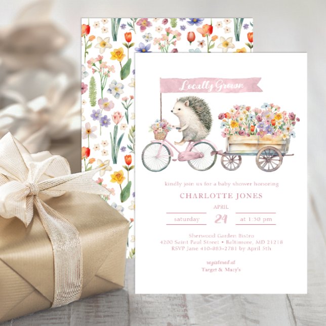 Invitation Baby shower Hérisson aquarelle (Whimsical Baby Shower Invite)