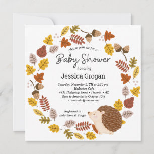 Invitation Baby shower Hérisson d'automne