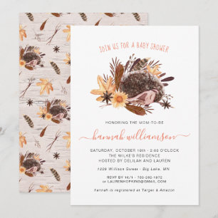 Invitation Baby Shower Hérisson Neutre en Genre Automne