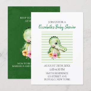 Invitation Baby shower Hibiscus d'aquarelle de l'alligator