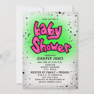 Invitation Baby shower Hip hop des années 90 de Brick Pink Gr