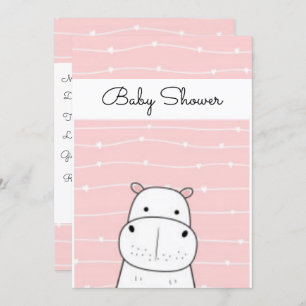 Invitation Baby shower Hippo bébé doux