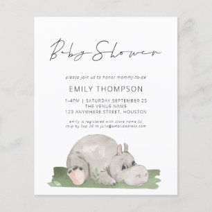 Invitation Baby shower Hippo de script budget mign