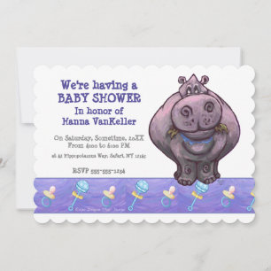 Invitation Baby shower Hippo mignon