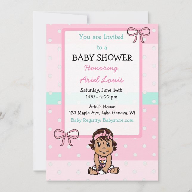 Invitation Baby shower hispanique de bébé fille à main mignon (Devant)