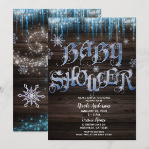 Invitation Baby Shower Hiver Merveilleux Glaçons Gelés