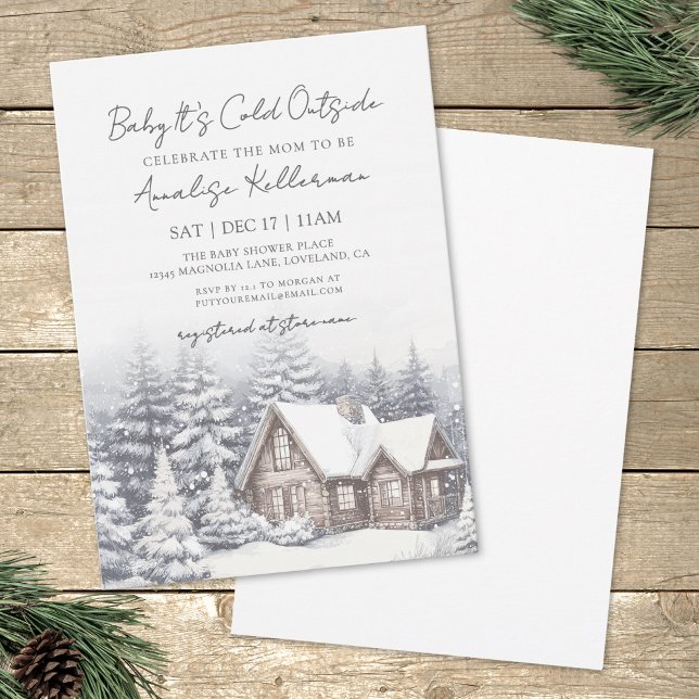 Invitation Baby Shower Hiver Neige (Winter Snow Baby Shower Invitation)