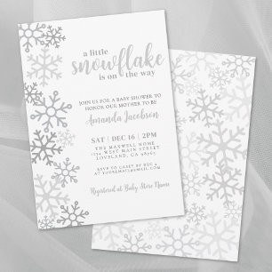 Invitation Baby Shower Hiver Neutre Sexe Flocon de Neige