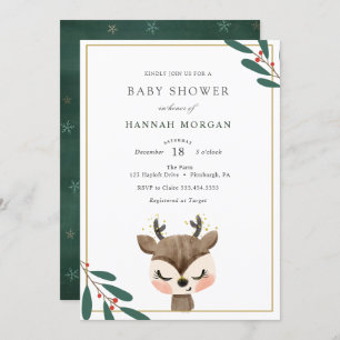 Invitation Baby shower hiver Reindeer