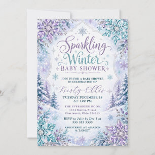 Invitation Baby Shower Hivernal Étincelant