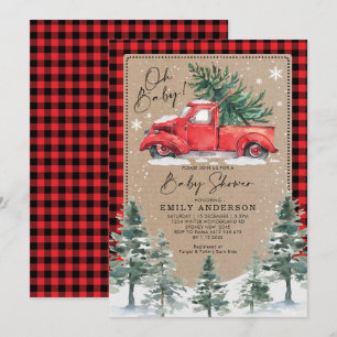 Invitation Baby shower hivernal neige Pin de Camion rouge