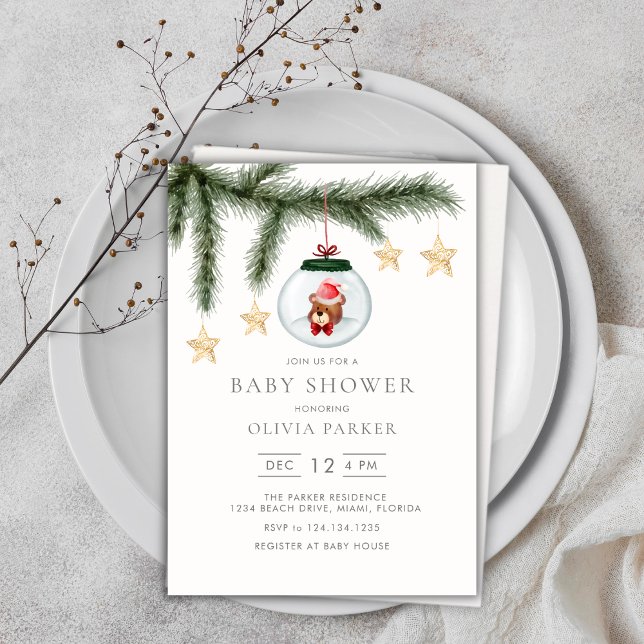 Invitation Baby shower hivernal neutre pour les hommes et les (Cute Gender Neutral Winter Baby Shower Invitation)