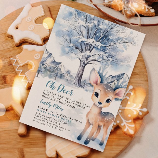 Invitation Baby shower hivernal Oh Deer (Créateur téléchargé)