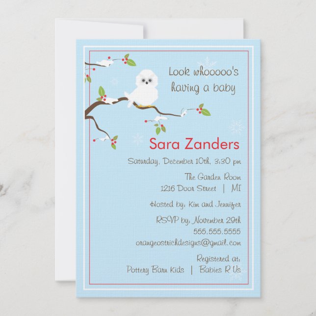 Invitation Baby shower - Hivernale Baby Owl (Devant)