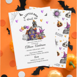 Invitation Baby shower Holloween Citrouille Little Boo