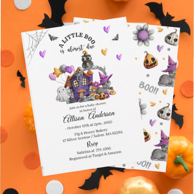 Invitation Baby shower Holloween Citrouille Little Boo (Créateur téléchargé)